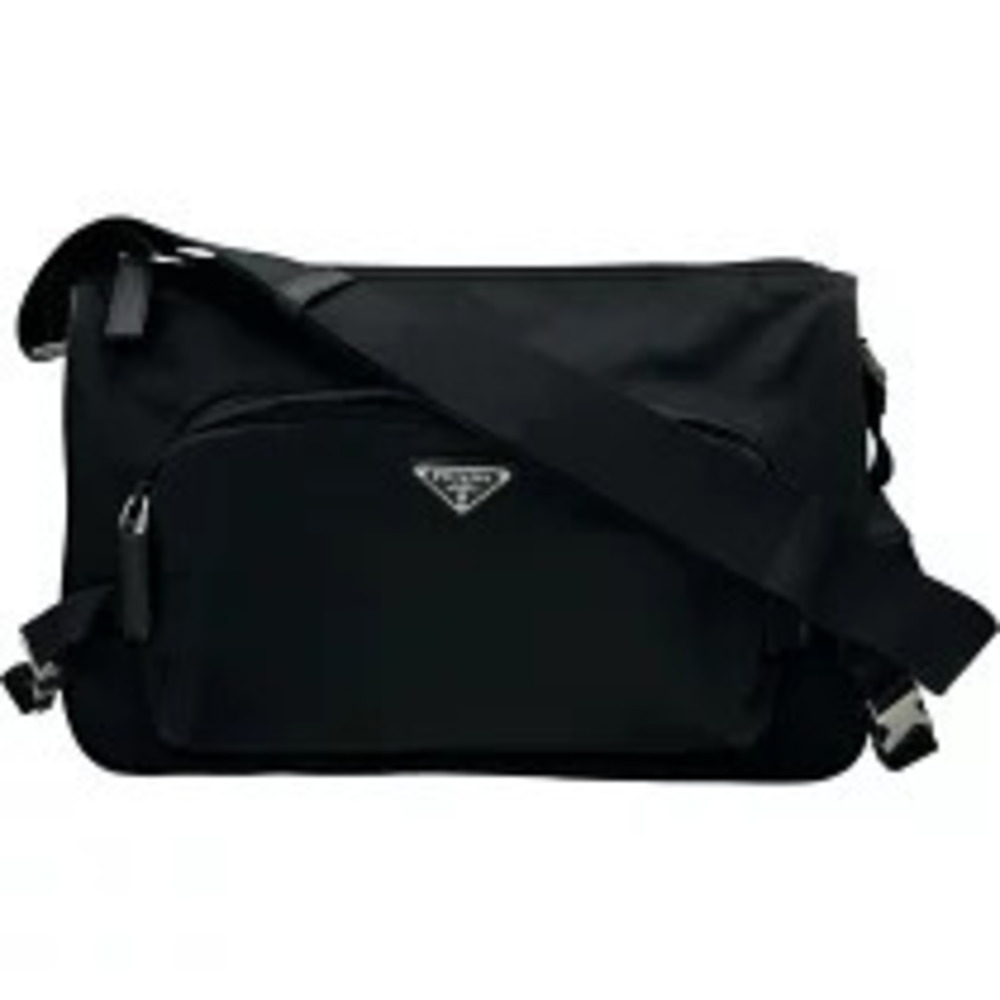 Prada black Tessuto shoulder bag enameled triangle logo